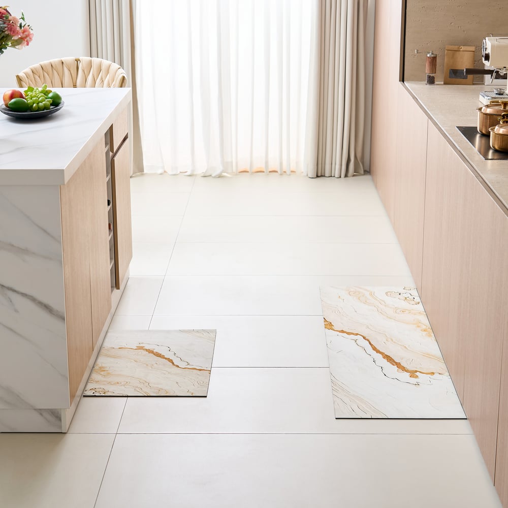 Homary Marble Washable Non-slip Absorbent Kitchen Runner Mats Set of 2