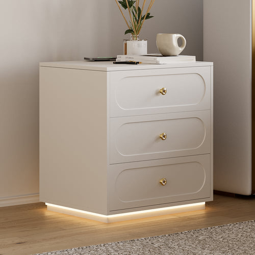Homary Krila Floating 3-Drawer LED Smart Nightstand With Light