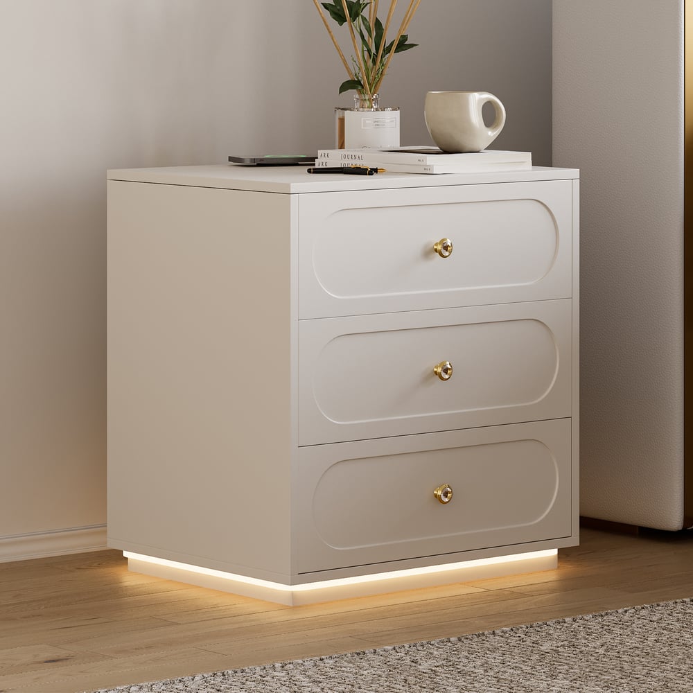 Homary Krila Floating 3-Drawer LED Smart Nightstand Warm White Set of 2
