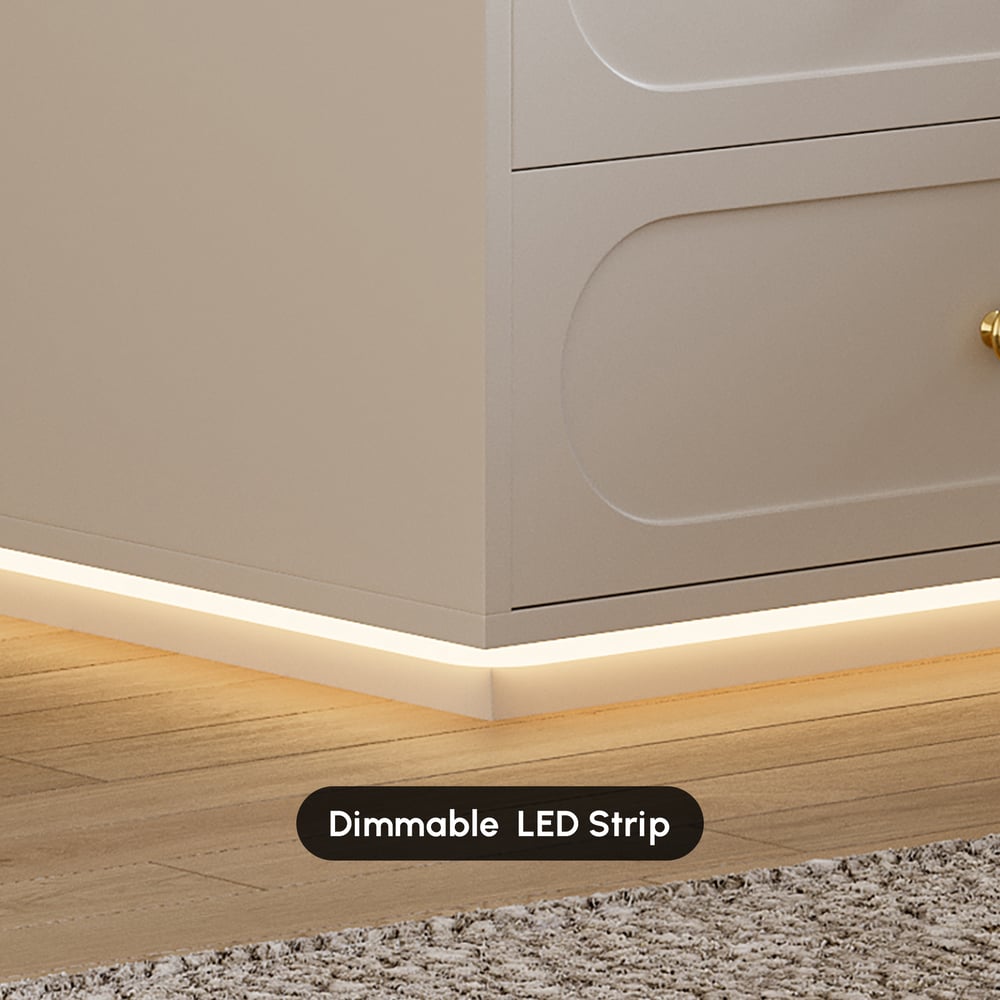 Homary Krila Floating 3-Drawer LED Smart Nightstand With Light