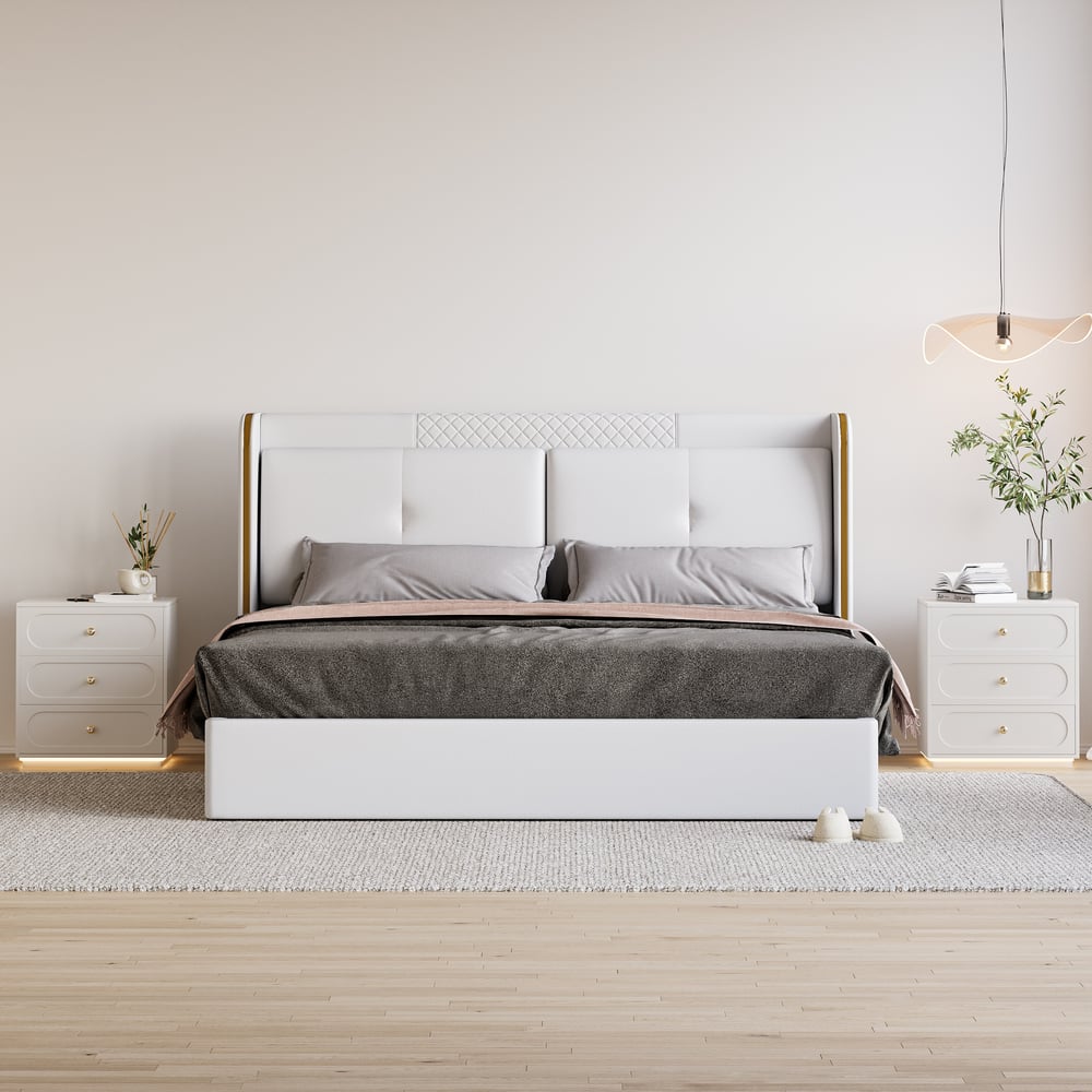 Homary Krila Floating 3-Drawer LED Smart Nightstand With Light