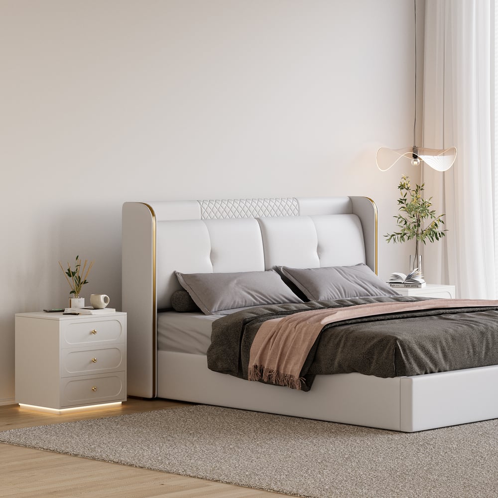 Homary Krila Floating 3-Drawer LED Smart Nightstand Warm White Set of 2