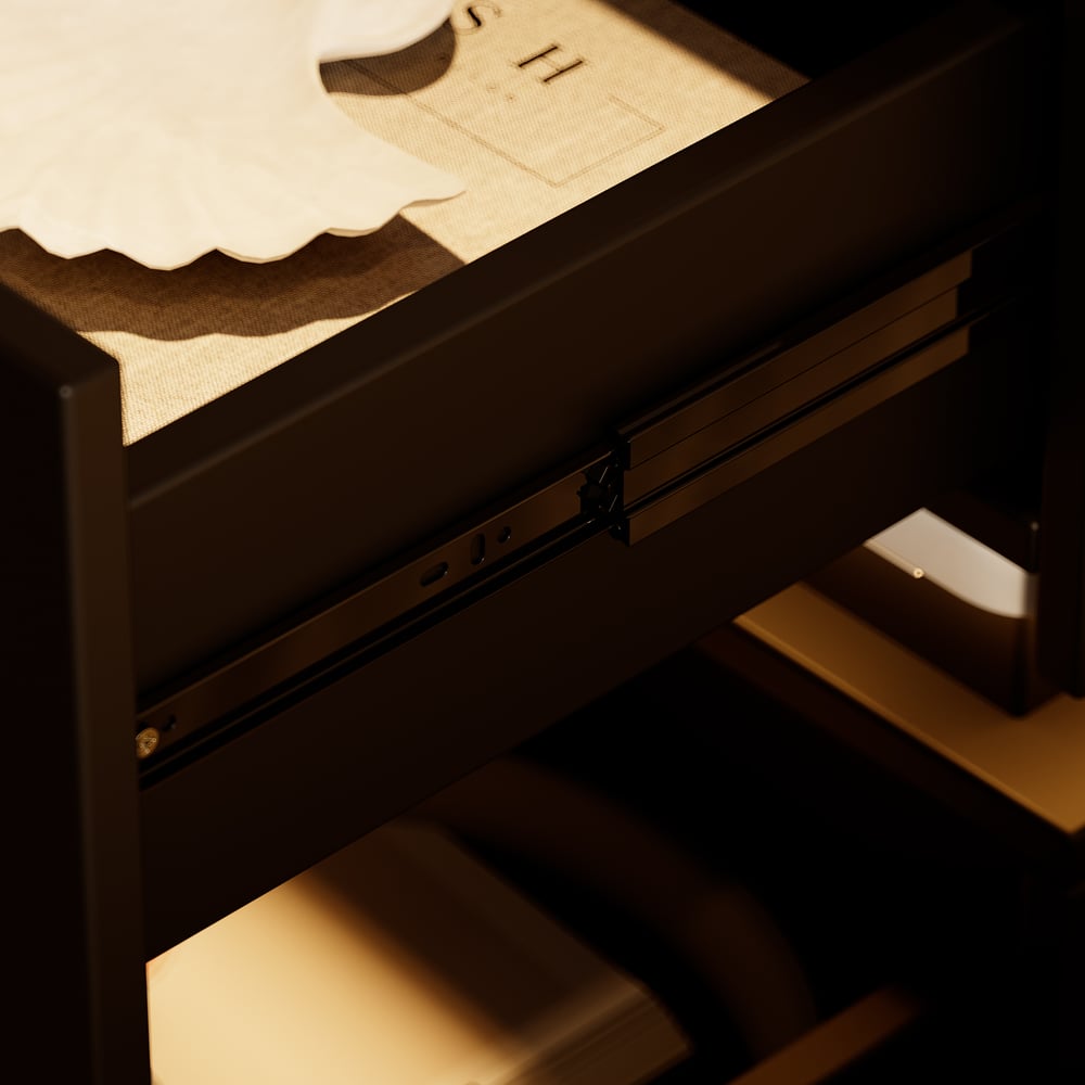 Homary Lumio 3-Drawer LED Smart Nightstand Black With Light