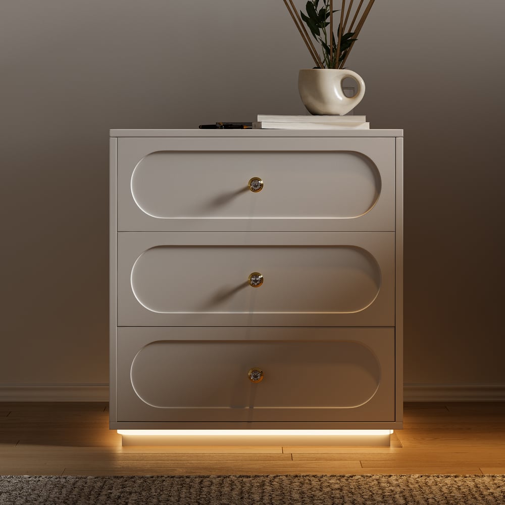 Homary Krila Floating 3-Drawer LED Smart Nightstand Warm White Set of 2