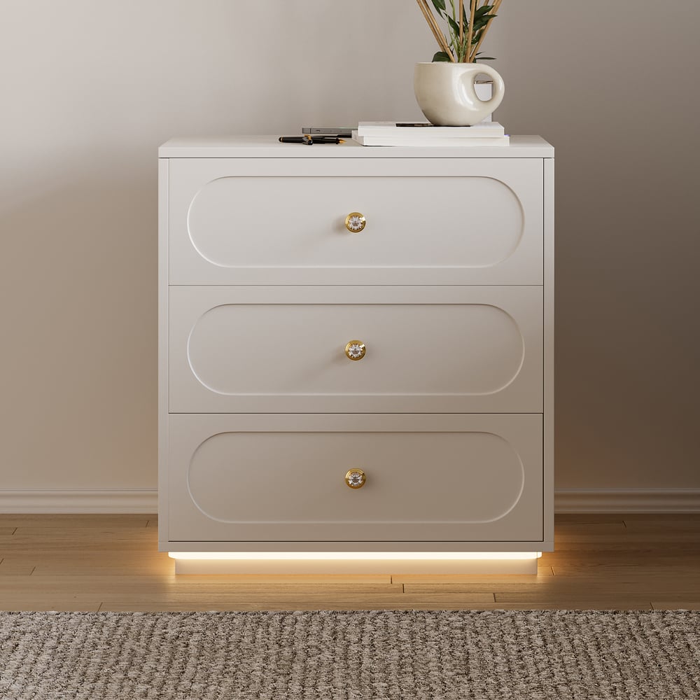 Homary Krila Floating 3-Drawer LED Smart Nightstand With Light