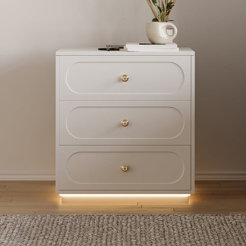 Homary Krila Floating 3-Drawer LED Smart Nightstand Warm White Set of 2