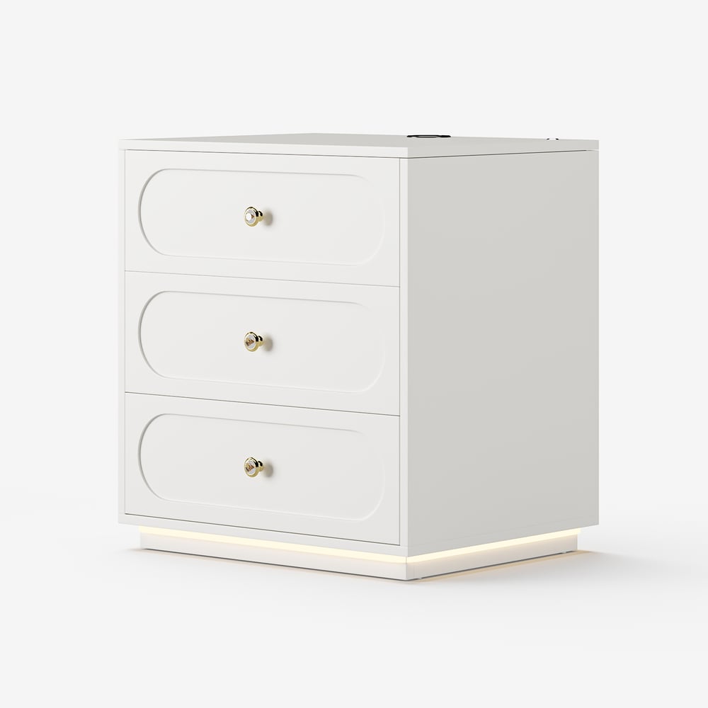 Homary Krila Floating 3-Drawer LED Smart Nightstand With Light