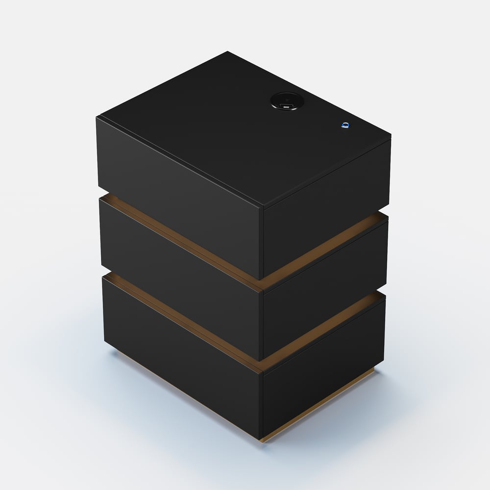 Homary Lumio 3-Drawer LED Smart Nightstand Black With Light