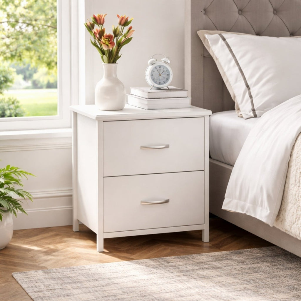 Kouvr Aurora 2-Drawer Industrial Nightstand with Fabric Drawers